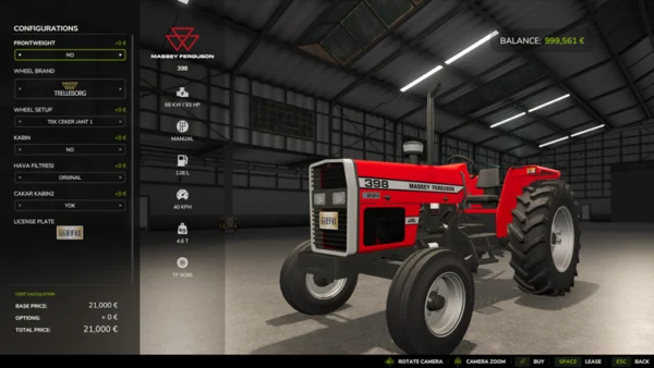 FS25 Massey Ferguson 398 Uzel Modu İndir FS25 Massey Ferguson 398 Uzel Modu İndir